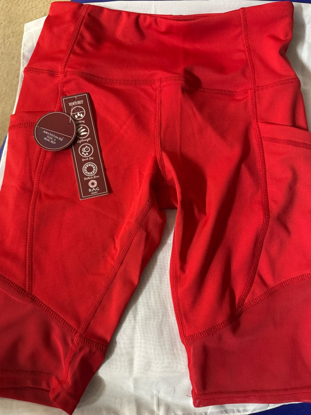 R.A.G. Missy Red Active Shorts with mesh bottom and side pockets - NWT - Size S